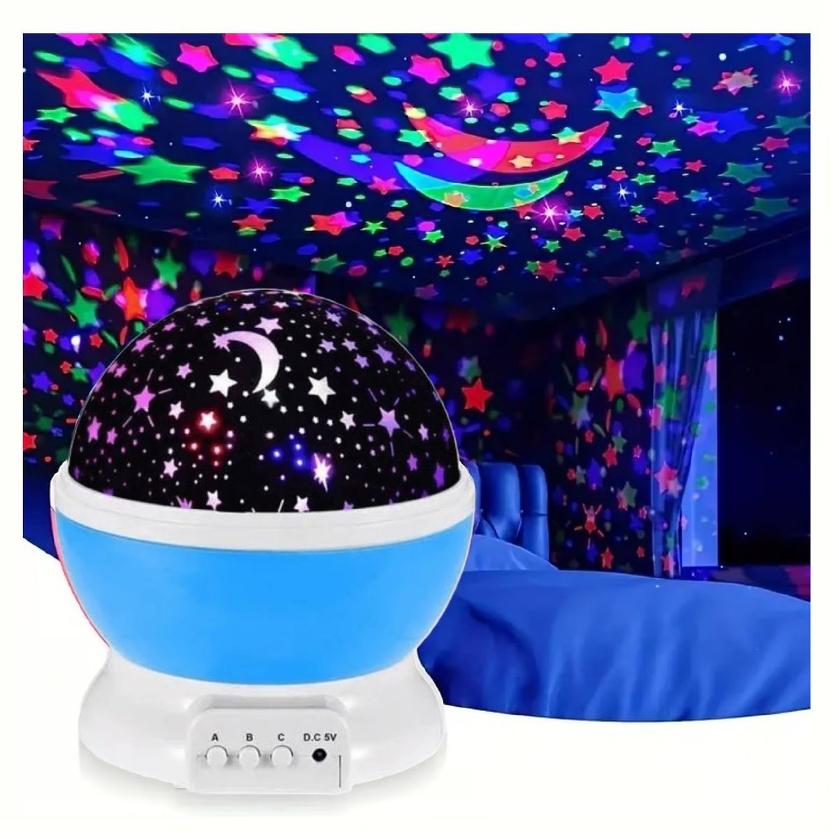 GENERICO - Lámpara Proyector de Estrellas Azul con Efecto Giratorio