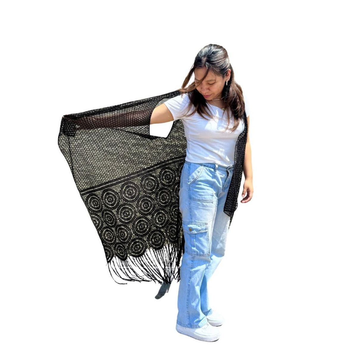 KAST PE - Kimono Chaleco Cardigan Largo de Mujer Zoel Talla L - Negro