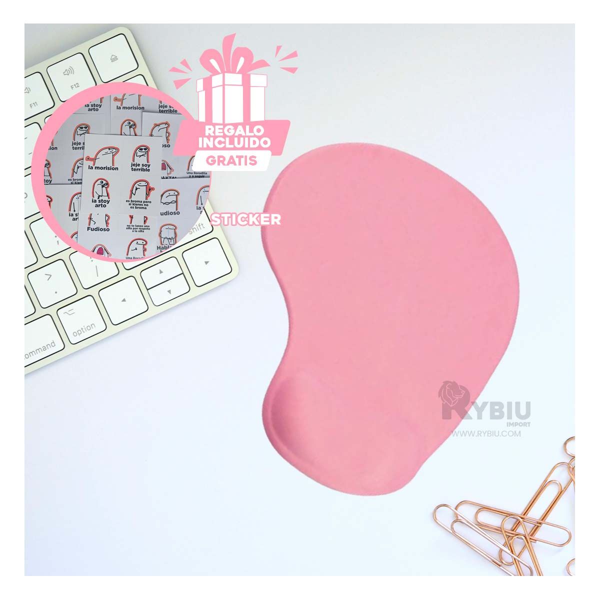 GENERICO - Alfombrilla Antideslizante de Raton Rosado Y+Ligas de Regalo