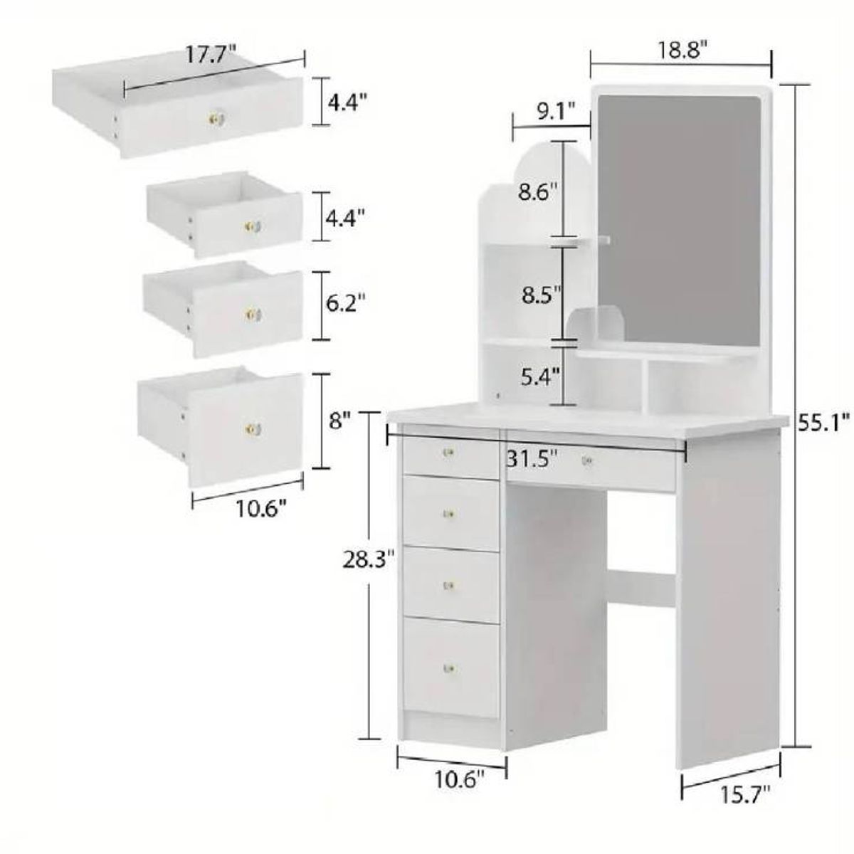 NACION MUEBLES - TOCADOR NACION MUEBLES SOFIA COLOR BLANCO NM