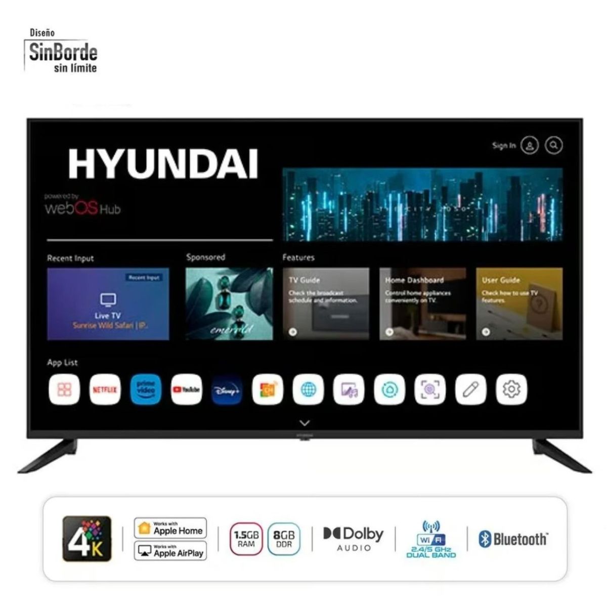 HYUNDAI - Televisor Hyundai 50 Smart TV WEBOS HUB 4K UHD LED - HYLED5022W4KM