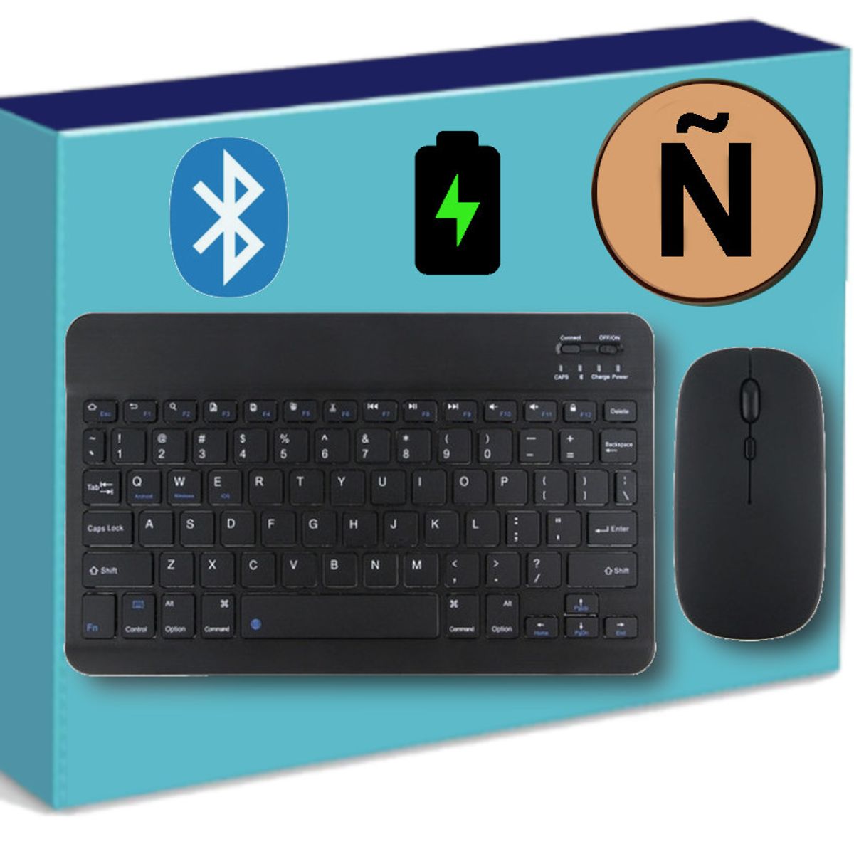 GENERICO - Teclado Mouse Bluetooth Inalambrico Español Recargable Ipad Tablet