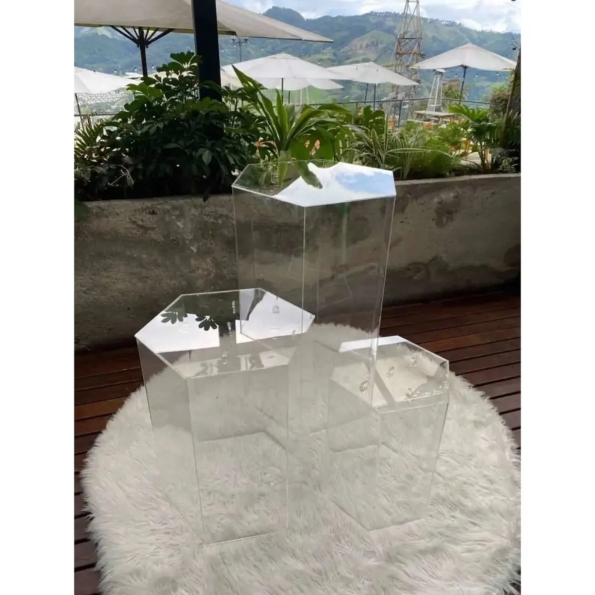 OEM - 3 Mesas Naked acrílicas HEXAGONAL (90-80-70)cm