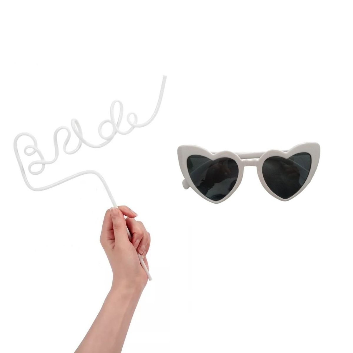 GENERICO - Set novia despedida de soltera cañita y lentes corazones