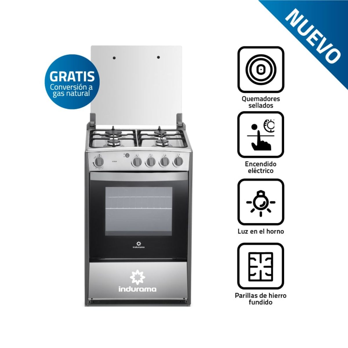 INDURAMA - COCINA INDURAMA VIENA  GRIS 4 HORNILLAS