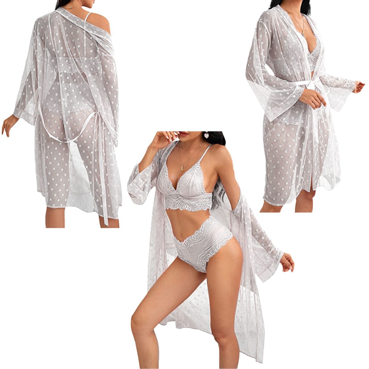 GENERICO - LENCERÍA ENCAJE TRES PIEZAS TD 817- COLOR AL AZAR