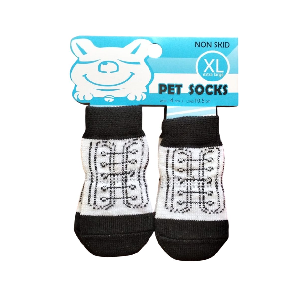 GENERICO - Pack 1 Set de medias antideslizantes agujeta negra talla XL