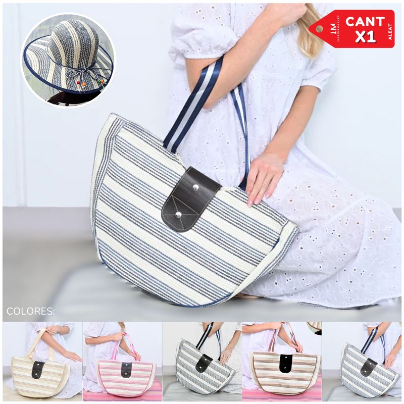 INSPIRA MARKET - Cartera Bolso de Playa con Sombrero