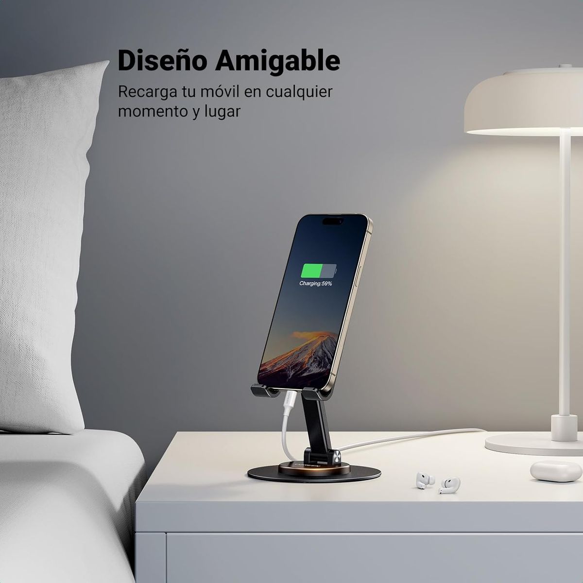 UGREEN - Soporte para Celular Aluminio de Escritorio Plegable Giratorio de 360°