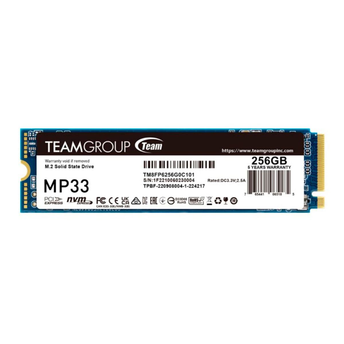 TEAMGROUP - SSD TEAMGROUP MP33 256GB M2 PCIE GEN3 X 4 NVME PN TM8FP6256G0C101