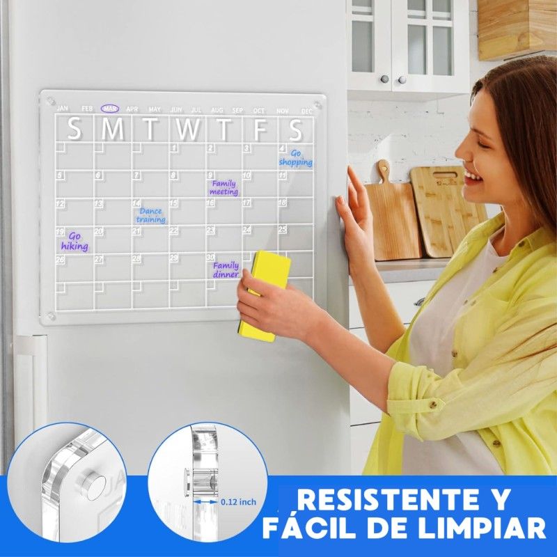 AURELA - MonthlyBoard - Pack de 2 Organizadores Mensual con Imán para tu Refrigerador