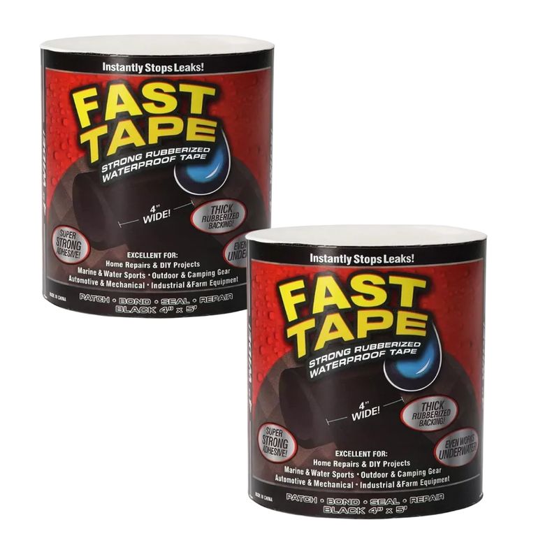 GENERICO - Pack x2 Flex Tape Cinta Negra impermeable de goma