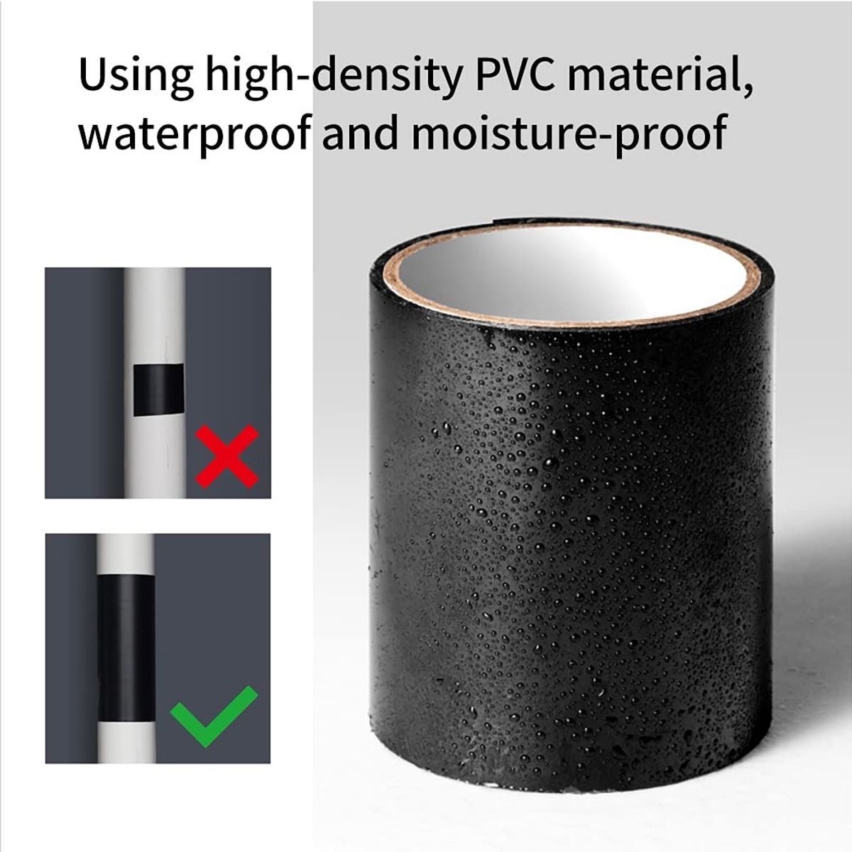 GENERICO - Pack x3 Flex Tape Cinta Negra impermeable de goma