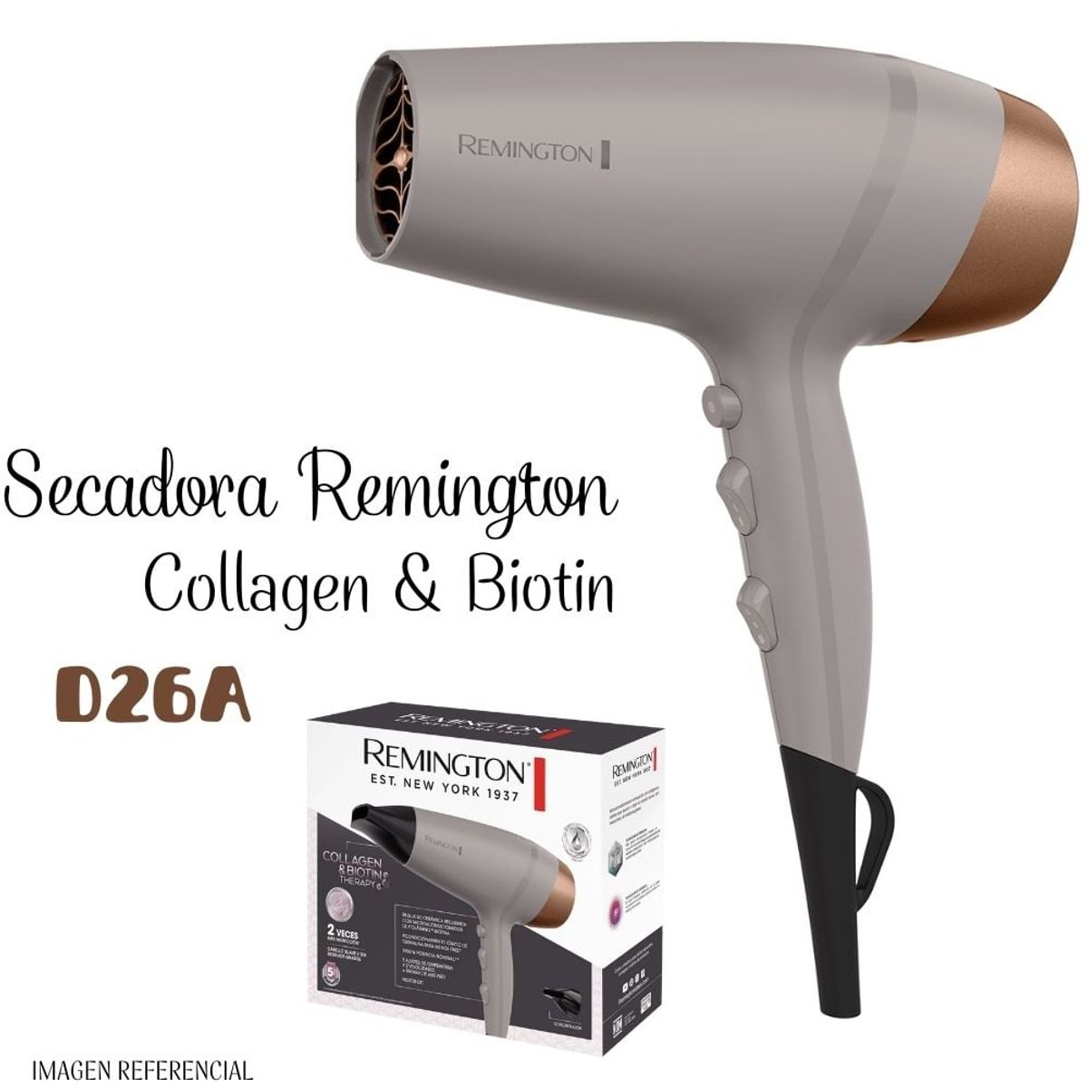 REMINGTON - Secadora de Cabello Remington Collagen & Biotin Therapy - 2200watts