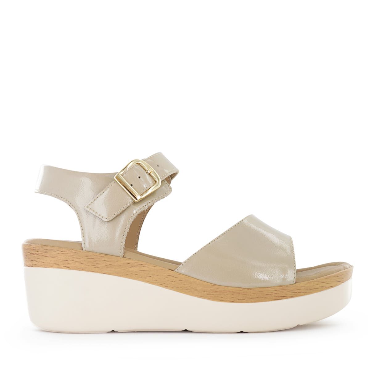 ECCO - Sandalias Mujer Ecco Qori01 Latte Cuero Charol