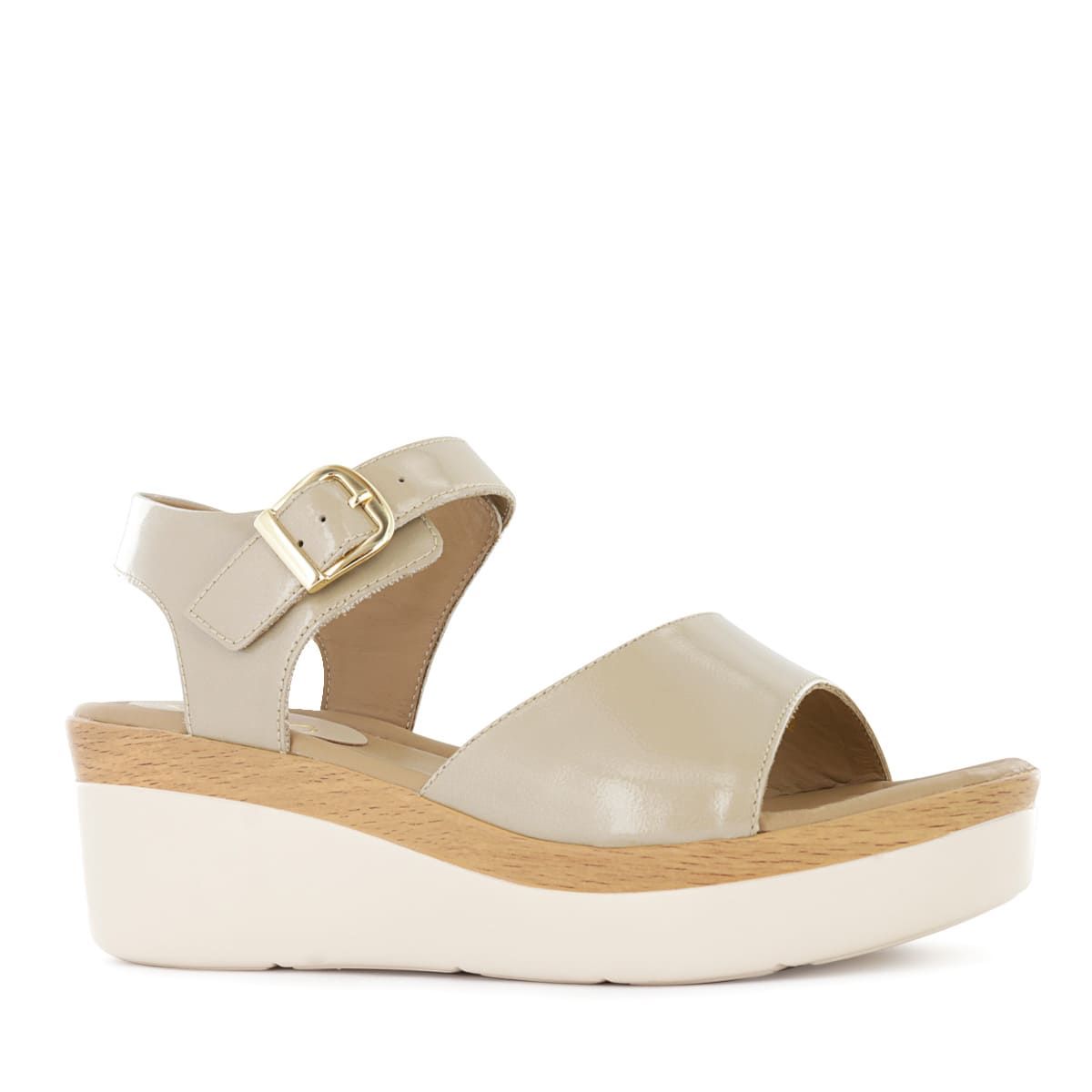 ECCO - Sandalias Mujer Ecco Qori01 Latte Cuero Charol