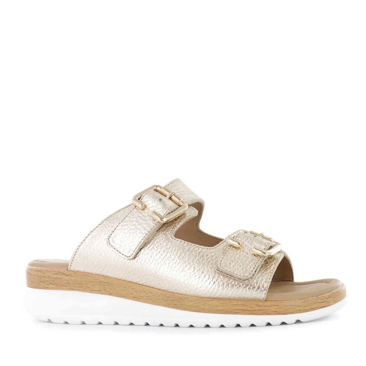ECCO - Sandalias Mujer Ecco Wasi01 Oro Cuero Folia