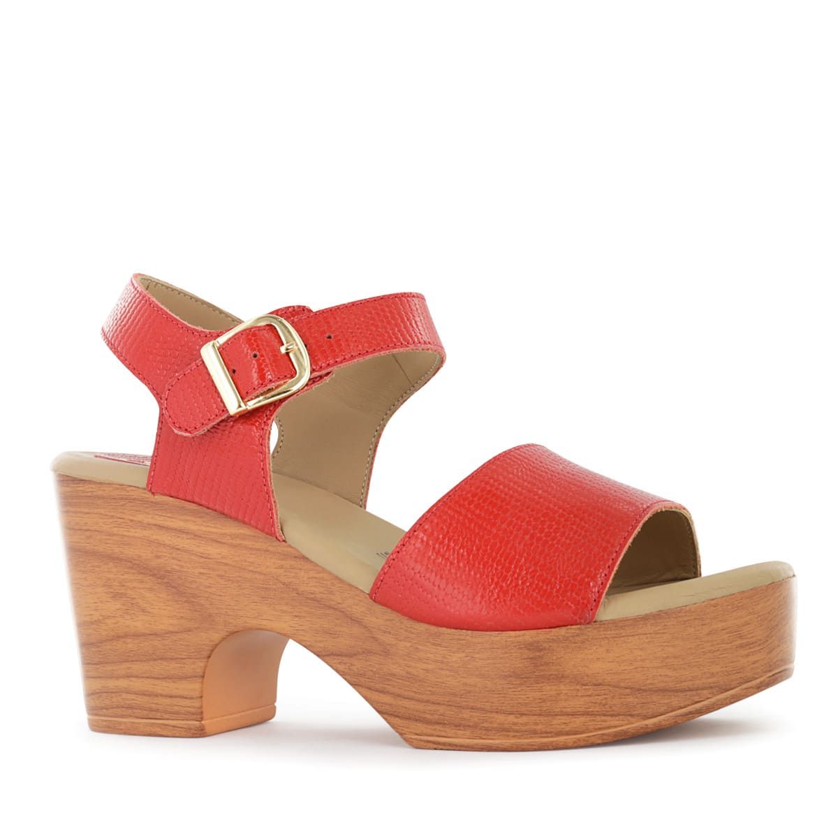 ECCO - Sandalias Mujer Ecco Yaiza03 Rojo Cuero Charol