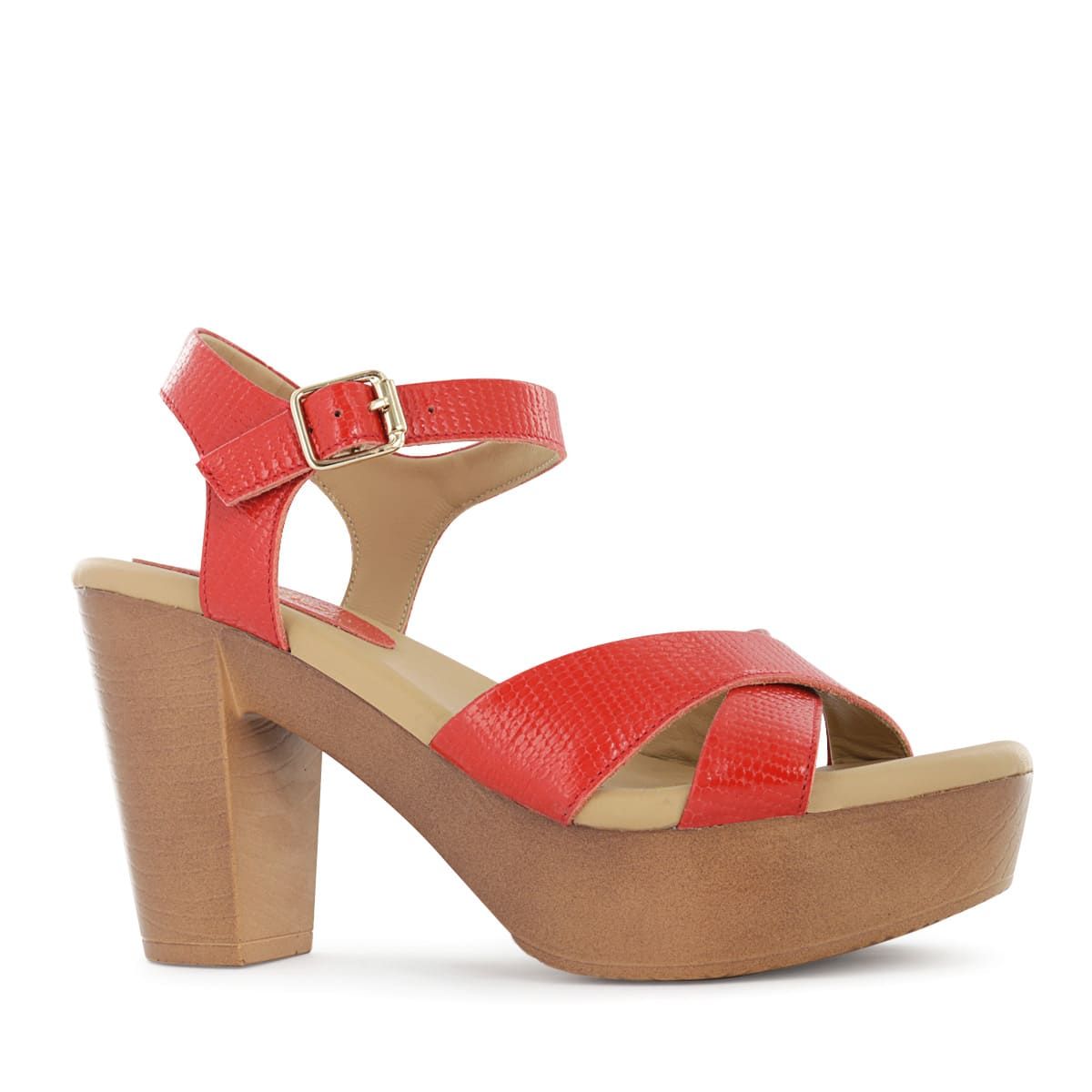 ECCO - Sandalias Mujer Ecco Yvonne01 Rojo Cuero Folia