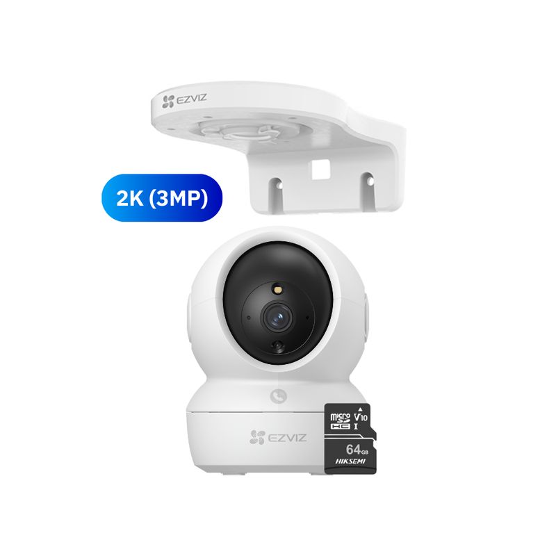 EZVIZ - Cámara de seguridad H6C 2K 3MP + Soporte de montaje + Micro SD 64gb - Ezviz