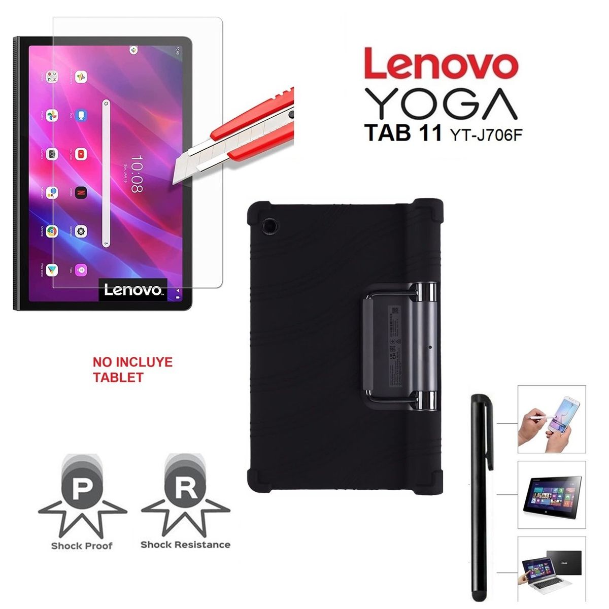 GENERICO - Funda + Mica + Lapiz para Lenovo Yoga Tab 11 YT-J706F Case de Silicona