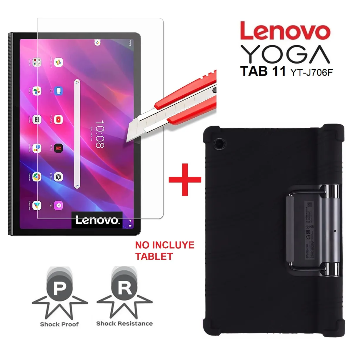 GENERICO - Funda Case + Mica de Vidrio para Lenovo Yoga Tab 11 YT-J706F Protector