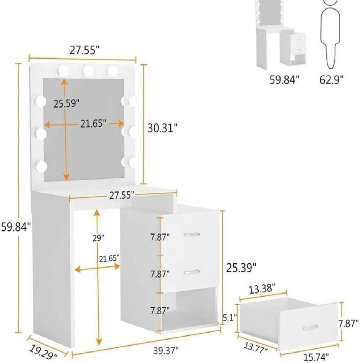 NACION MUEBLES - TOCADOR NACION MUEBLES YESENIA COLOR BLANCO NM