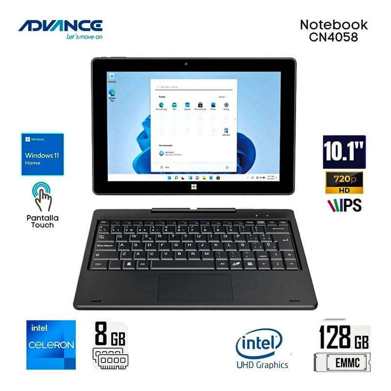 ADVANCE - NOTEBOOK 2 EN 1 ADVANCE CN4058 10.1" CELERON N4020 1.10 GHZ 8GB RAM 128GB