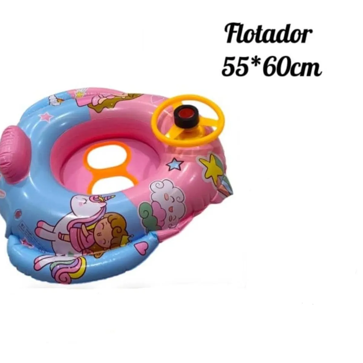 GENERICO - FLOTADOR INFLABLE CON ASIENTO Y TIMON PARA NIÑAS UNICORNIO