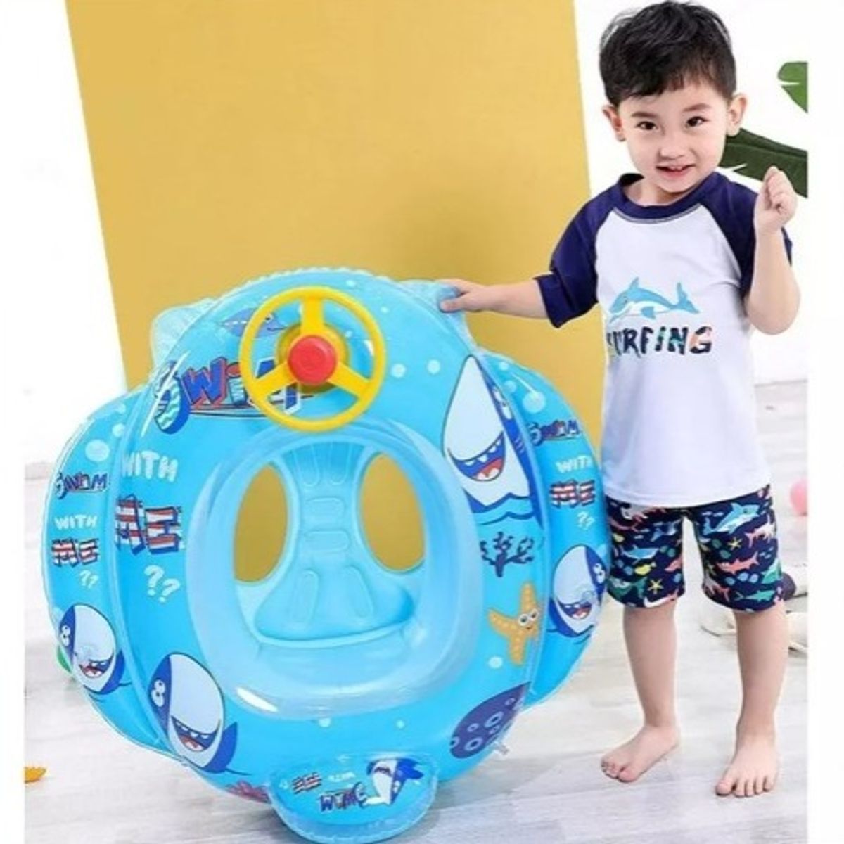 GENERICO - FLOTADOR INFLABLE CON ASIENTO Y TIMON PARA NIÑOS