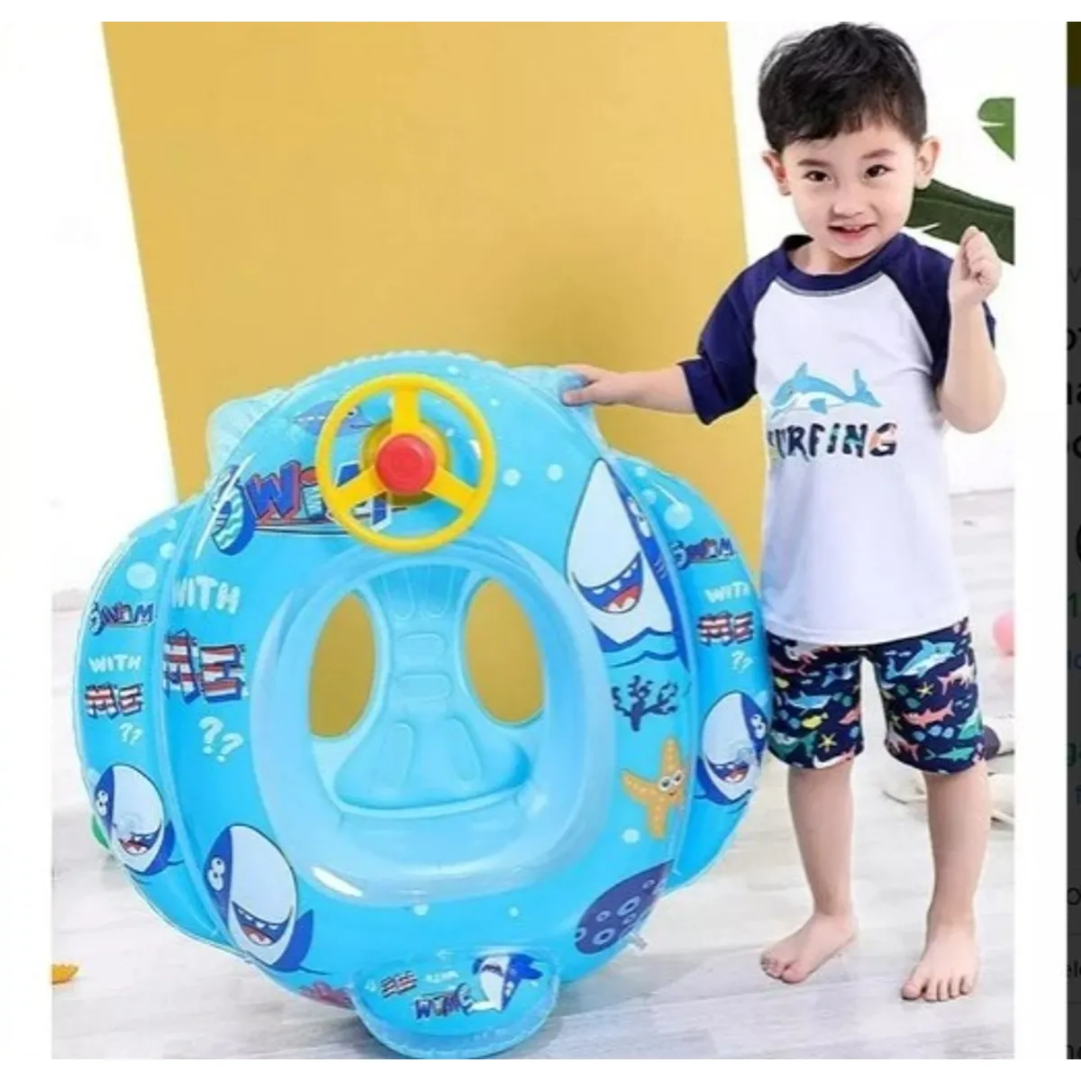 GENERICO - FLOTADOR INFLABLE CON ASIENTO Y TIMON PARA NIÑOS