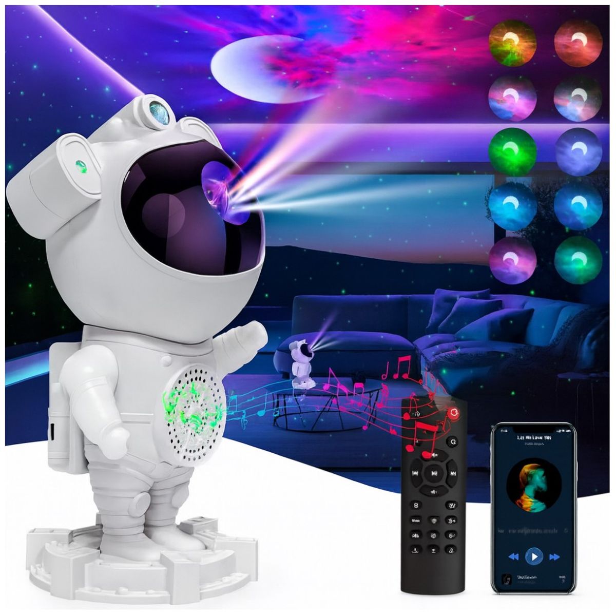 SEISA - Proyector Astronauta Luz LED Galaxia Estelar con Control  Decorativo y Relajante