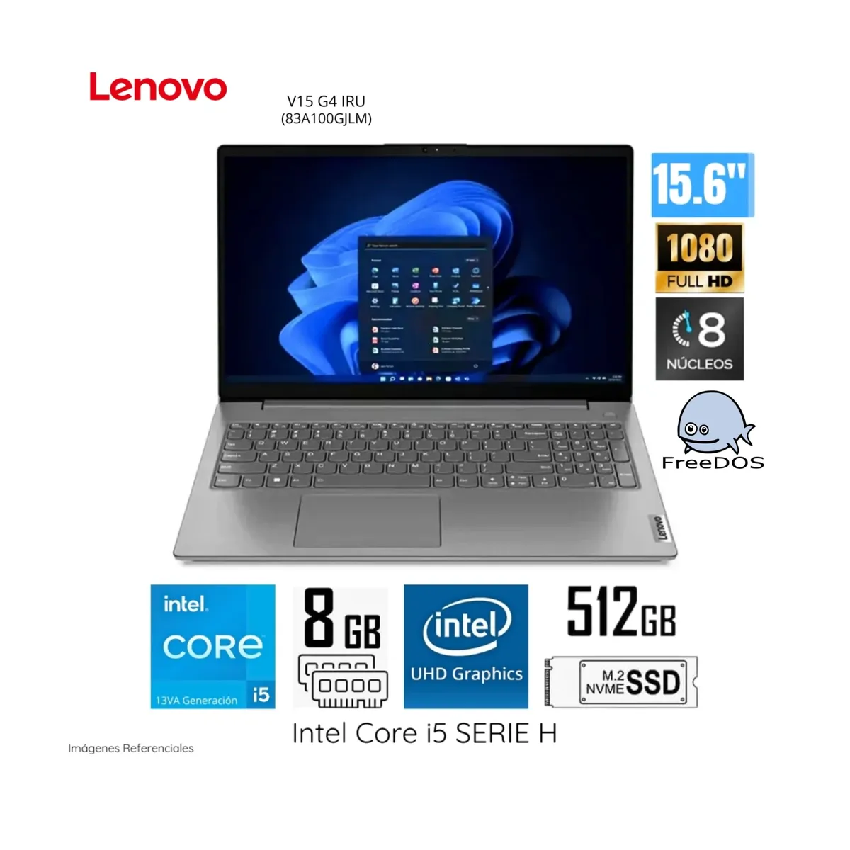 LENOVO - LAPTOP LENOVO V15 G4 IRU I5-13420H 8GB 512GB SSD 15.6 FHD FREEDOS ( 83A100GJLM )