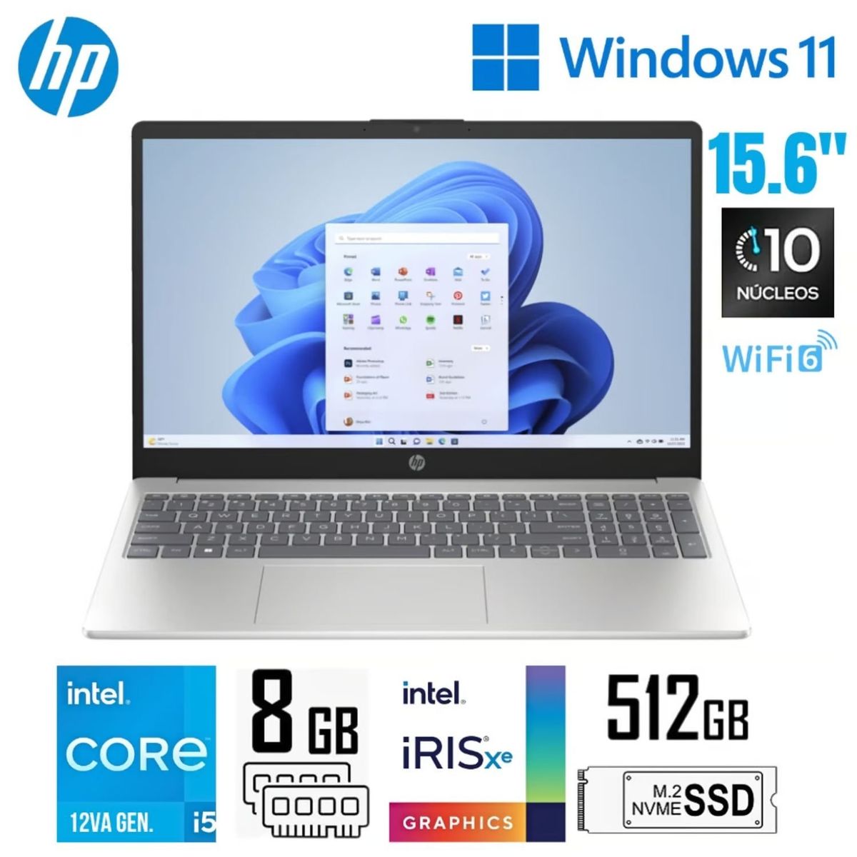 HP - LAPTOP HP INTEL CORE I5 1235U 8GB RAM 512GB SSD 15.6 HD 15-FD0048LA (A20H0LA#ABM)