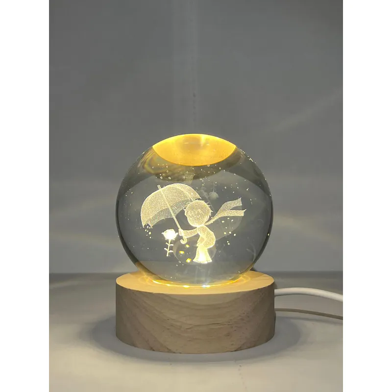 GENERICO - Lampara Bola de Cristal USB - Pequeño Principe 6 cm