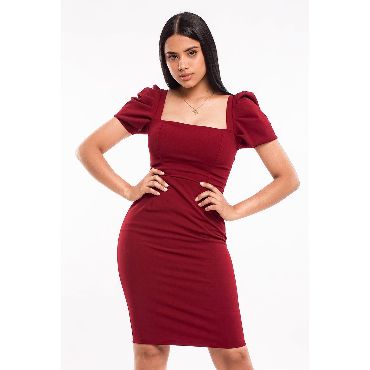 GENERICO - Vestido Midi Katrina Color Vino Estacion 108
