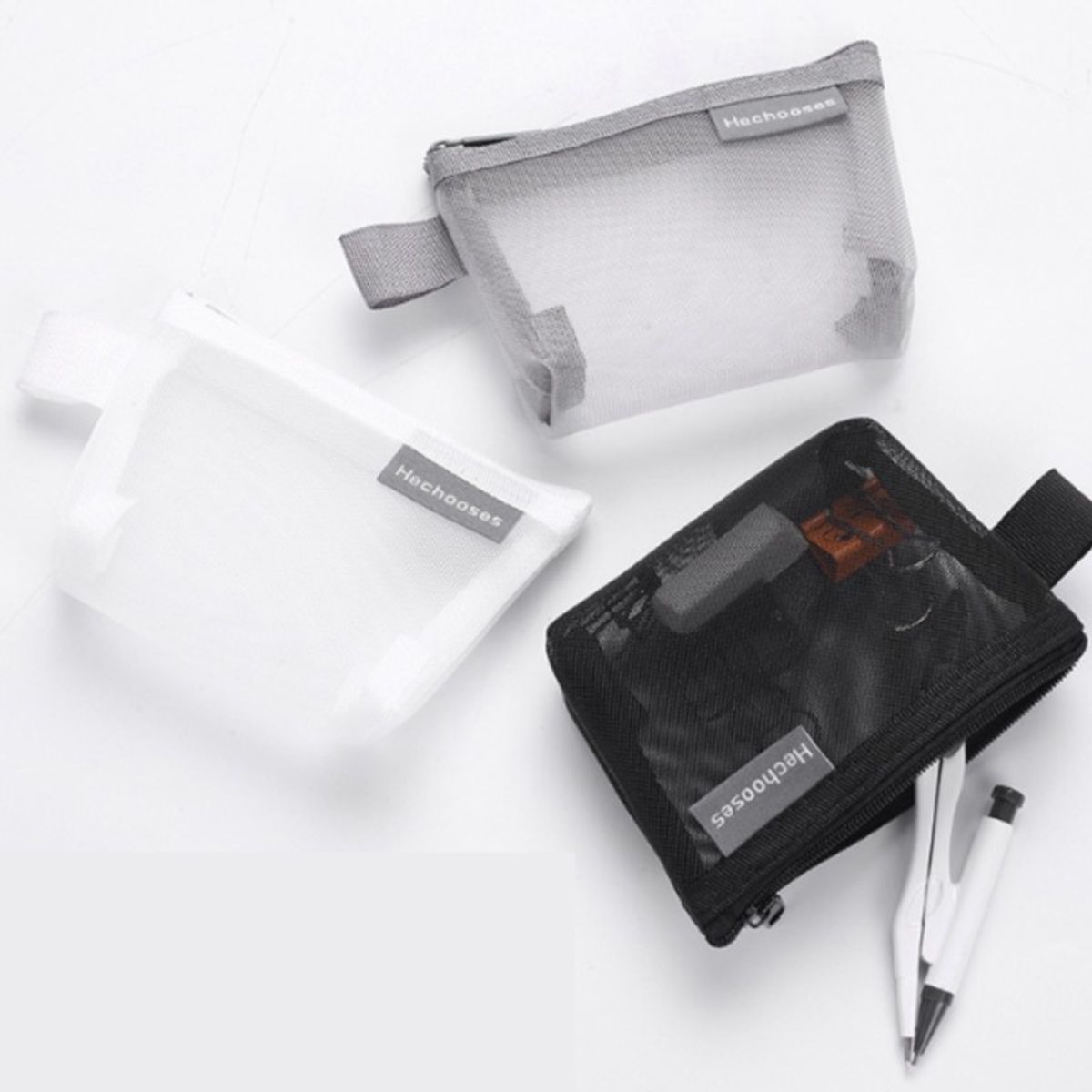 AURELA - TriMesh - Pack de 3 Monederos de Malla de Nylon