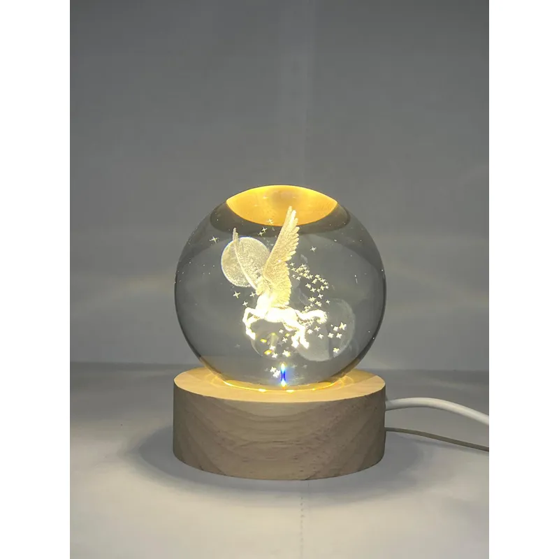 GENERICO - Lampara Bola de Cristal USB - Pegaso 6 cm