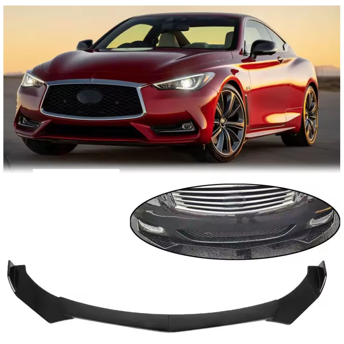 JET - Lip Deportivo Delantero Negro Brillante Auto 2pcs