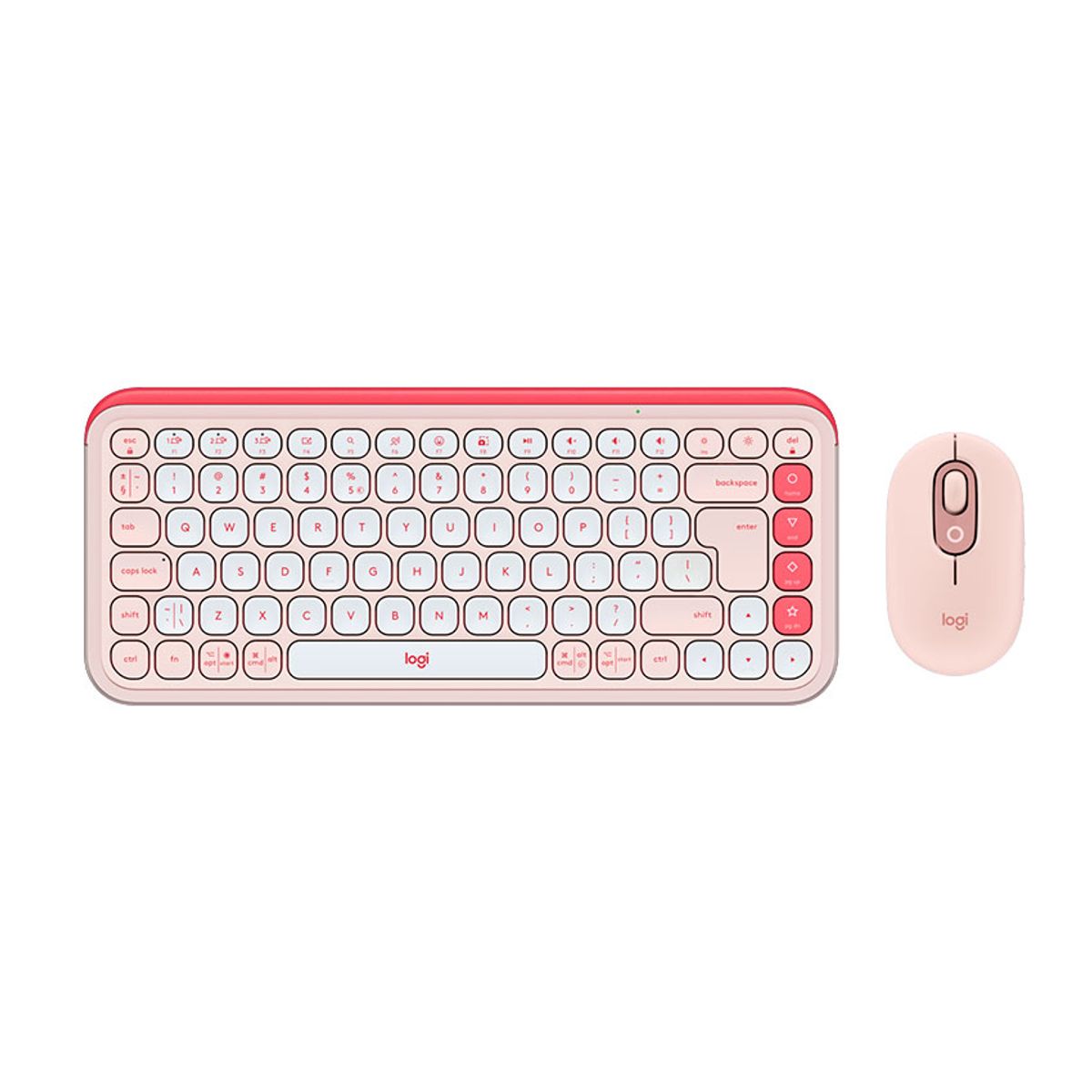 LOGITECH - Combo Elegante Logitech POP ICON teclado + mouse Rosa con blanco crudo