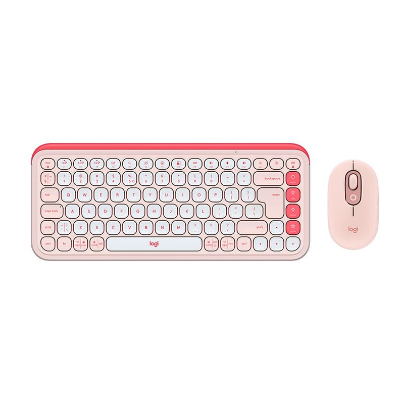 LOGITECH - Combo Elegante Logitech POP ICON teclado + mouse Rosa con blanco crudo