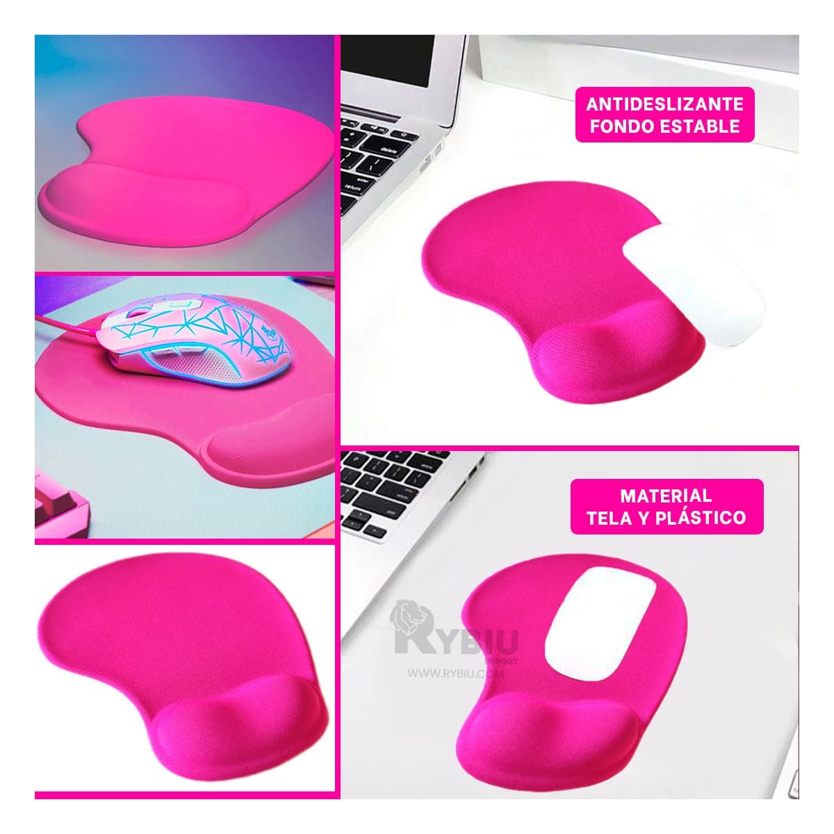 GENERICO - Alfombrilla para Soporte de Mouse Fucsia Y+Post-it Adhesivos