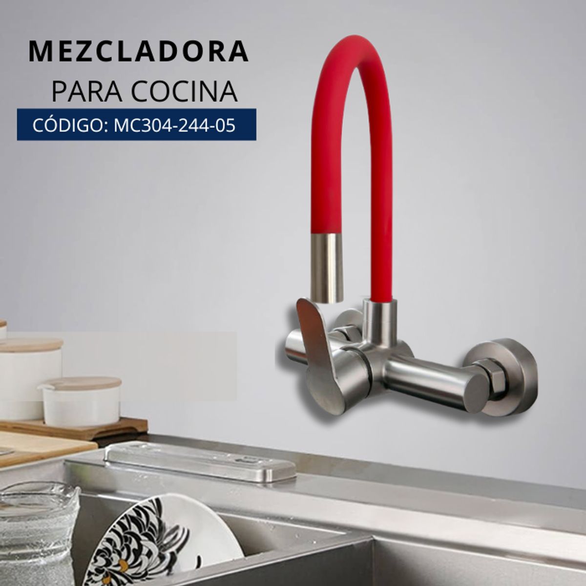 XM - MEZCLADORA PARA COCINA PARED ROJO MC304-244-05