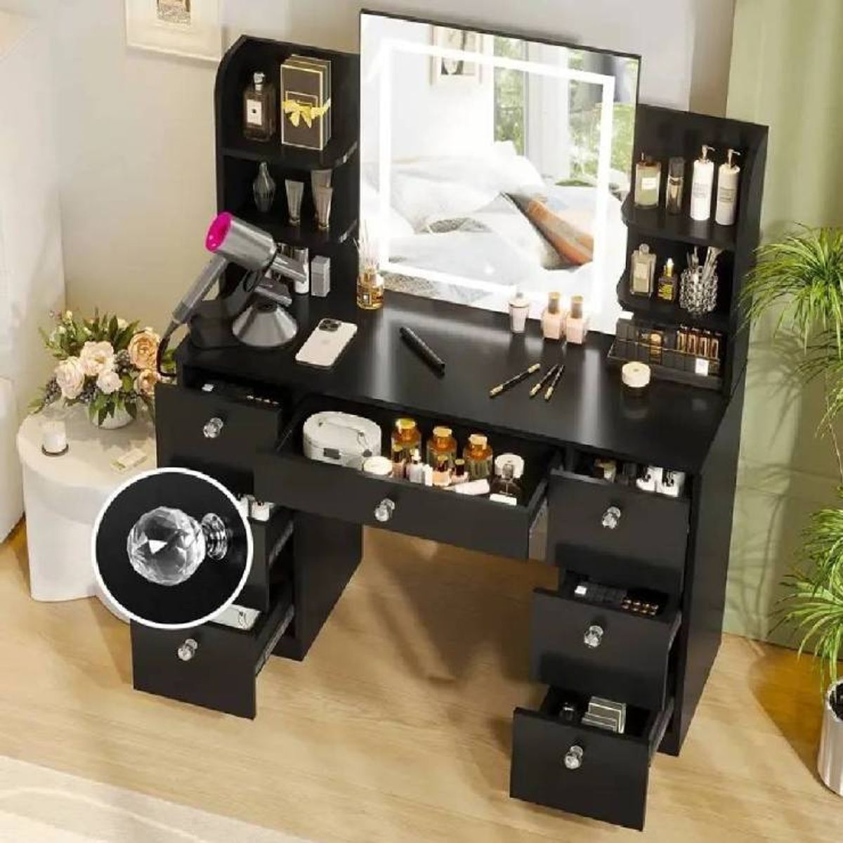 NACION MUEBLES - TOCADOR NACION MUEBLES ADARA COLOR NEGRO NM