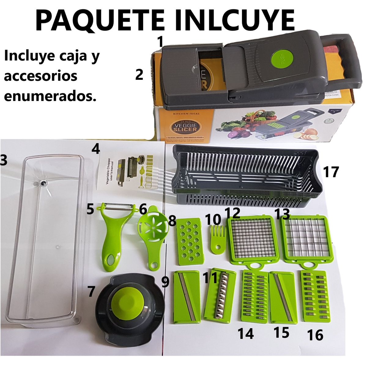 GENERICO - Cortador Rallador Picador De Frutas y Verduras Manual Cocina