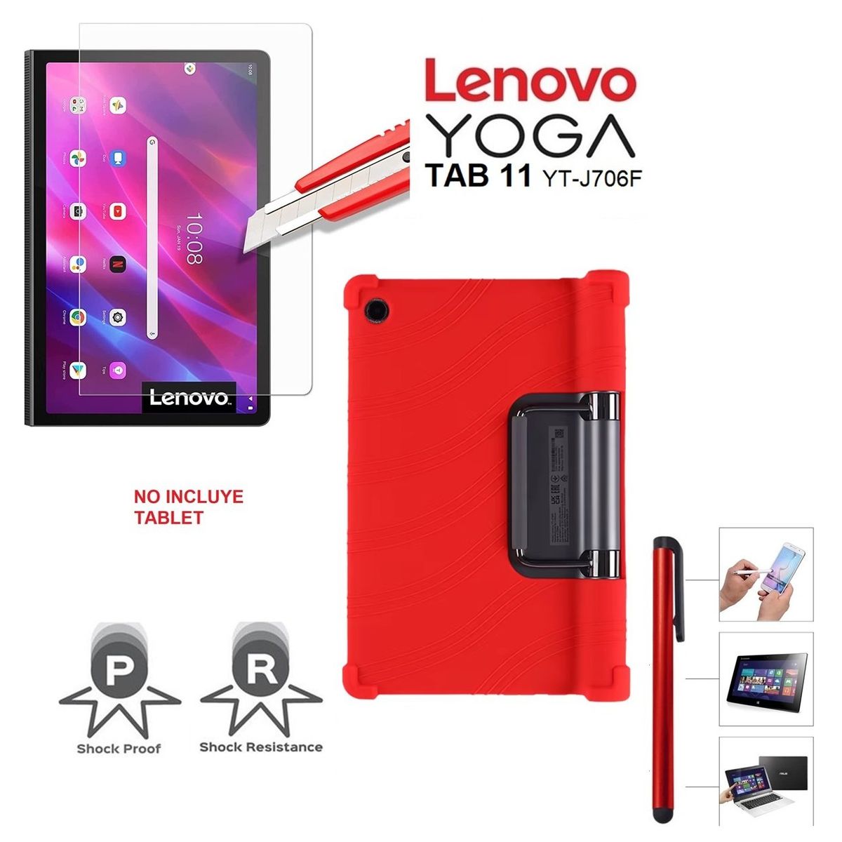 GENERICO - Funda + Mica + Lapiz para Lenovo Yoga Tab 11 YT-J706F Case de Silicona