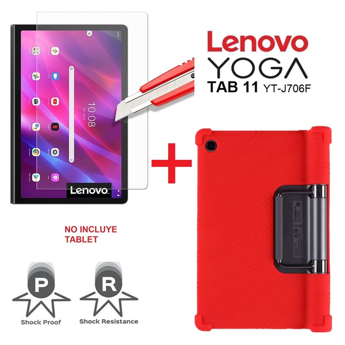 GENERICO - Funda Case + Mica de Vidrio para Lenovo Yoga Tab 11 YT-J706F Protector