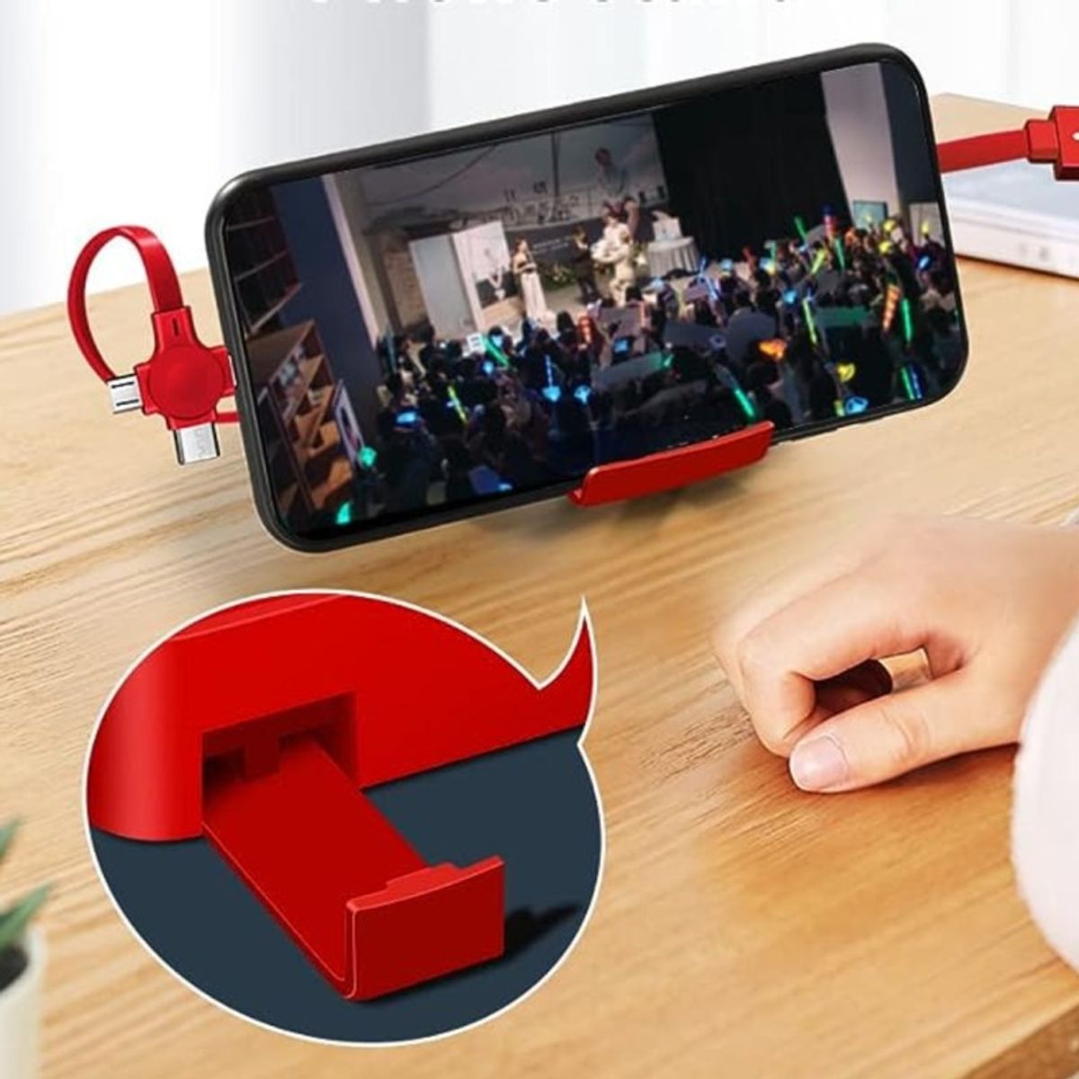 AURELA - TriCharge™ - Cargador 3 en 1 con Cable Retráctil y Soporte