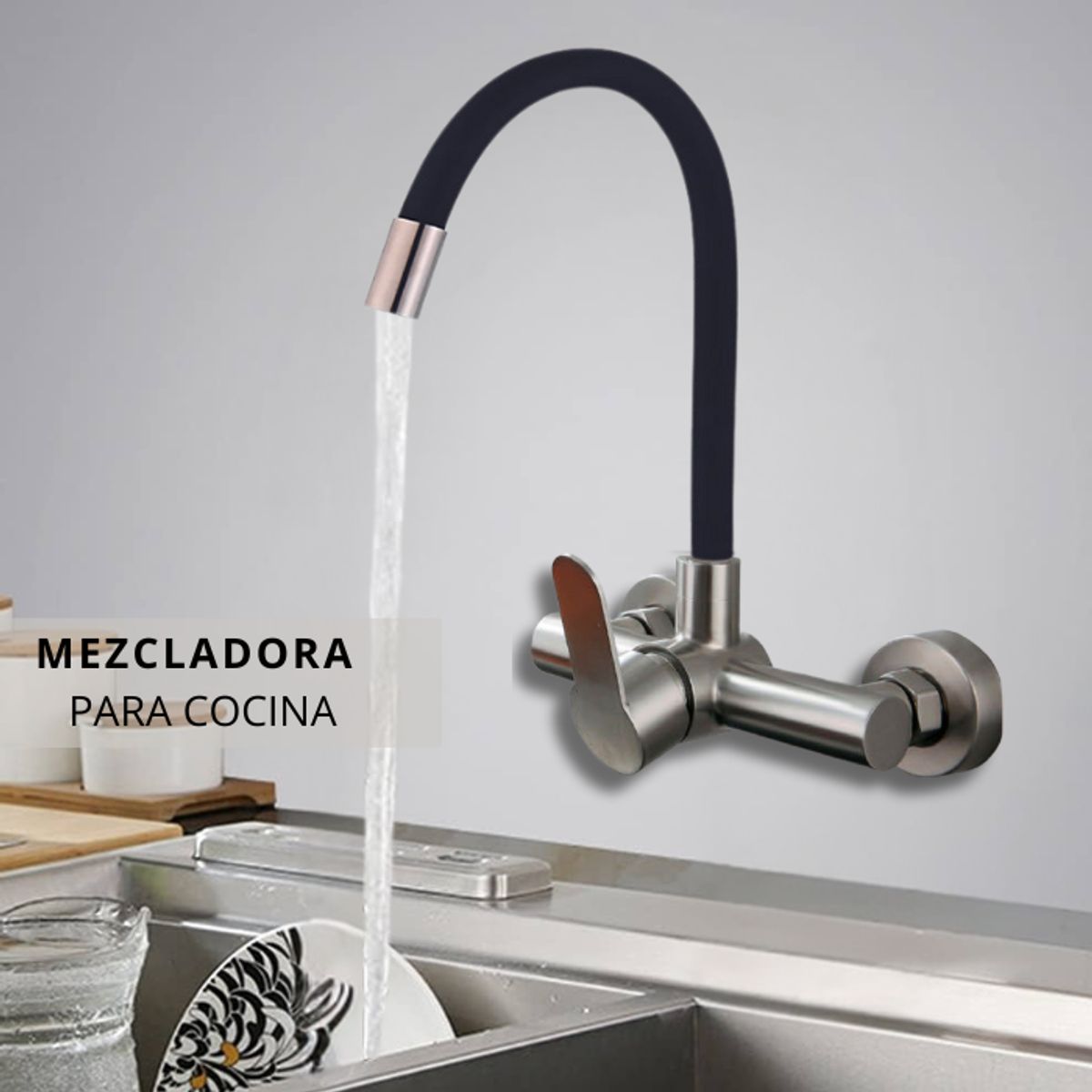 XM - MEZCLADORA DE COCINA PICO FLEXIBLE  NEGRO  MC304-244-01