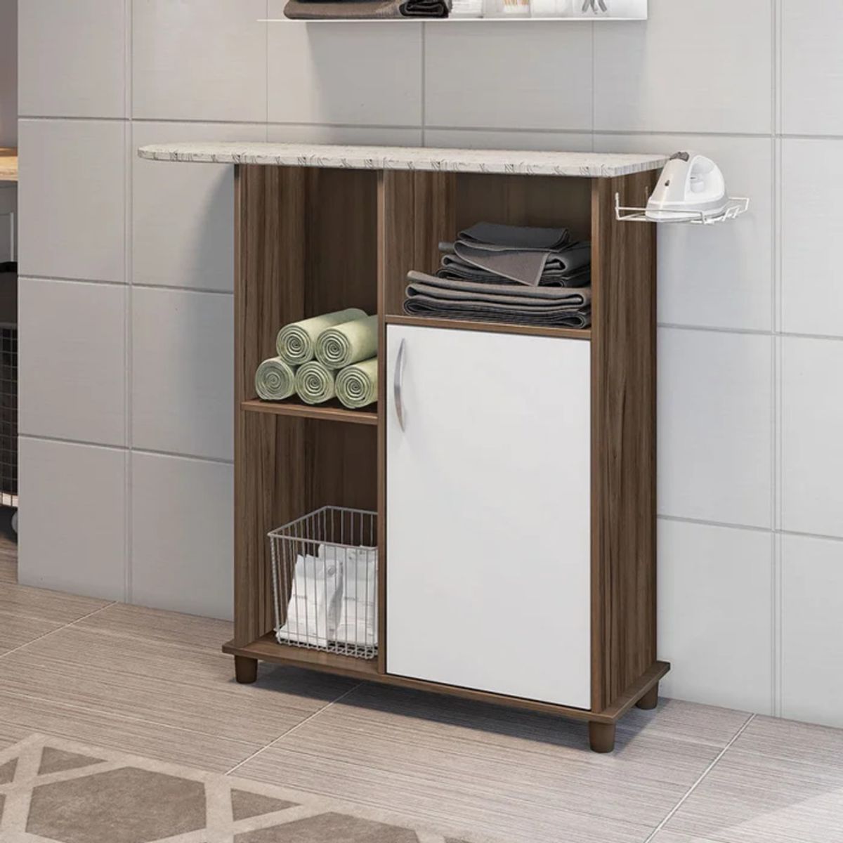 GENERICO - Mueble Planchador Mewi Marrón y Blanco R&R MUEBLES